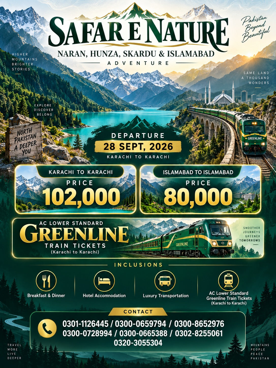 Naran - Hunza - Skardu - Islamabad from Karachi
