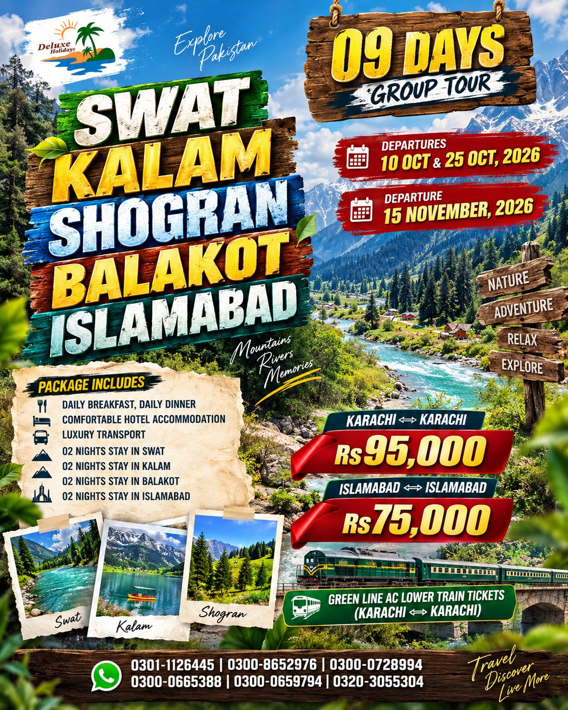 Swat - Kalam - Shogran - Balakot - Islamabad from Karachi