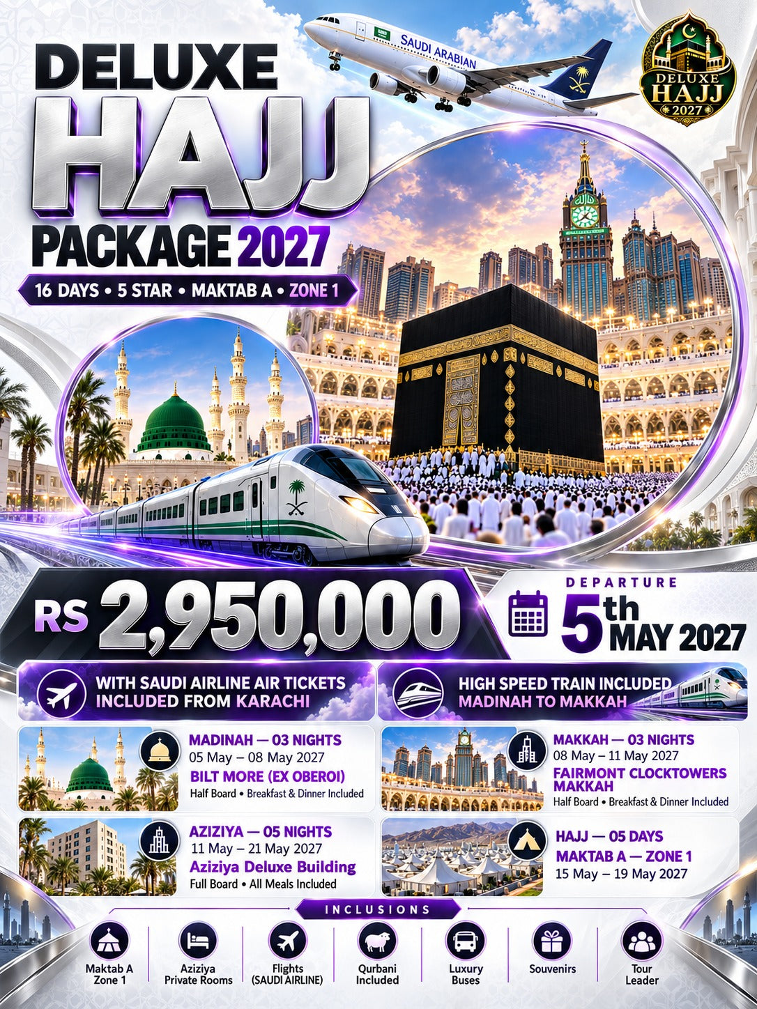 Hajj 2027 - 16 Days • 5 Star • Maktab A • Zone 1