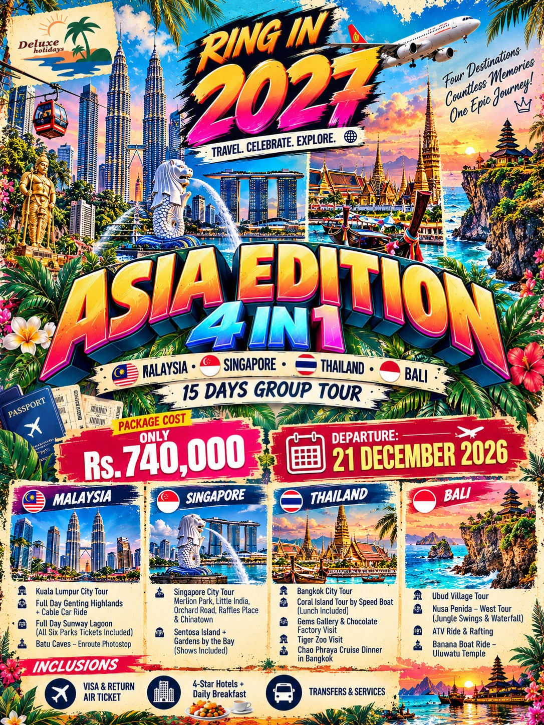 Asia 4 in 1: Malaysia - Singapore - Thailand - Bali