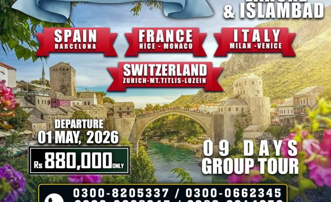 Europe ~ 09 Days Group Tour from Lahore & Islamabad